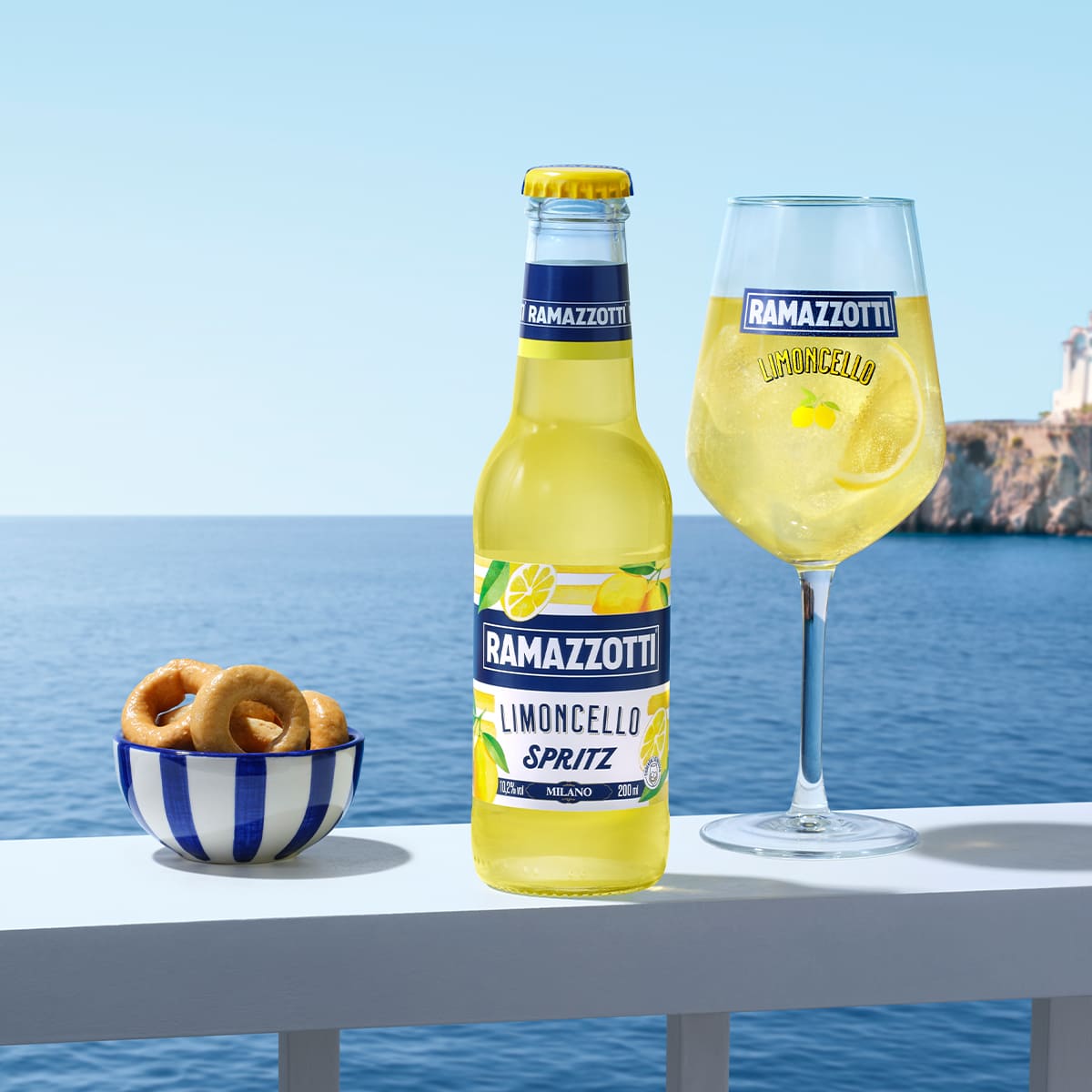 Ramazzotti Limoncello Spritz Ready-to-Drink: Sommerlicher Aperitif fertig gemischt direkt aus der Flasche